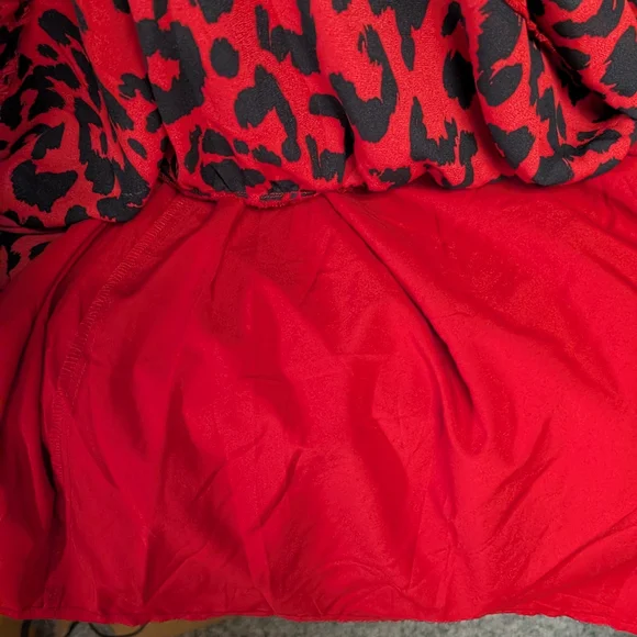 NWT New York & Company Red and Black Long Sleeve Dress - Picture 5 of 9